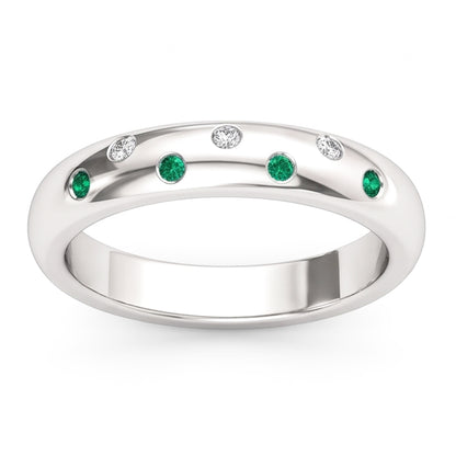 Gypsy Natural Earth Mined Diamond Green Emerald Band 1.10 Carats White Gold 14K