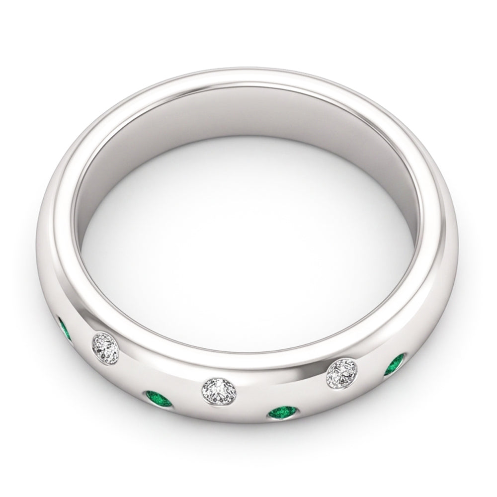 Gypsy Natural Earth Mined Diamond Green Emerald Band 1.10 Carats White Gold 14K