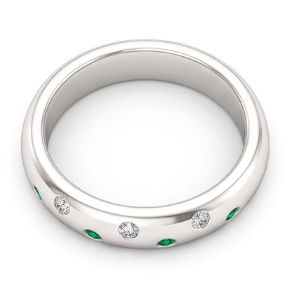 Gypsy Natural Earth Mined Diamond Green Emerald Band 1.10 Carats White Gold 14K