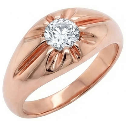 Gypsy Rose Gold Solitaire Round Old Mine Cut Natural Earth Mined Diamond Ring 1 Carat