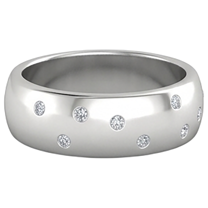 Gypsy Set Round Diamond Band 0.90 Carats White Gold 10K Men's Ring