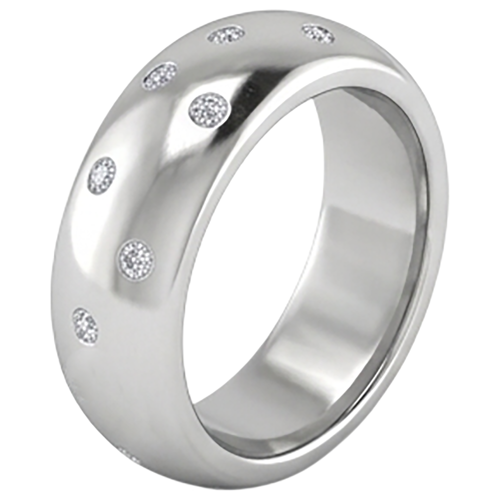Gypsy Set Round Diamond Band 0.90 Carats White Gold 10K Men's Ring