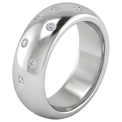 Gypsy Set Round Diamond Band 0.90 Carats White Gold 10K Men's Ring