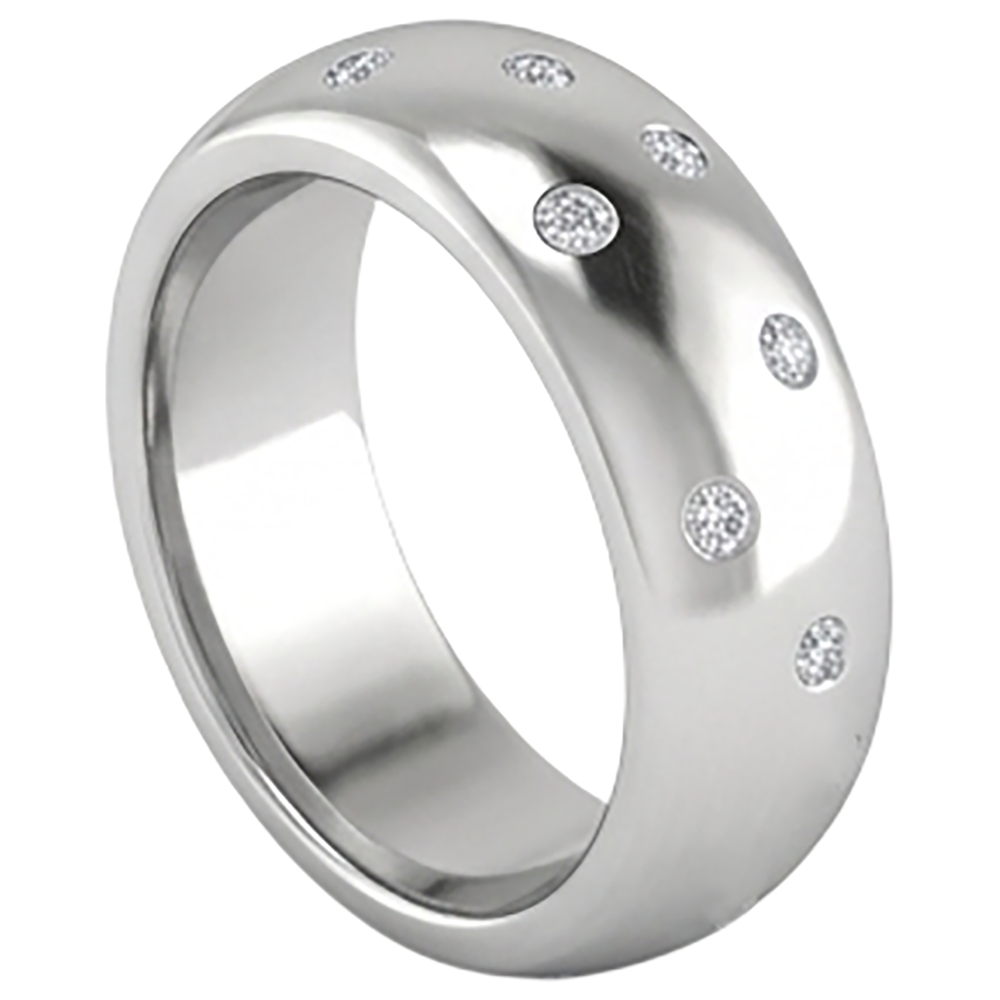 Gypsy Set Round Diamond Band 0.90 Carats White Gold 10K Men's Ring