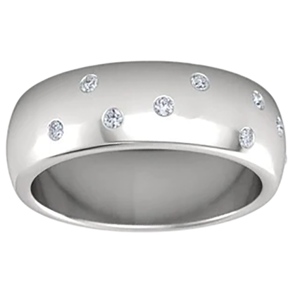 Gypsy Set Round Diamond Band 0.90 Carats White Gold 10K Men's Ring