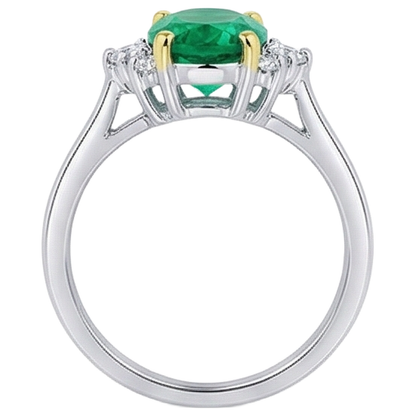 Natural Real ( Not Lab Grown ) Half Halo Ring Oval Green Emerald GIA Jewelry For Women