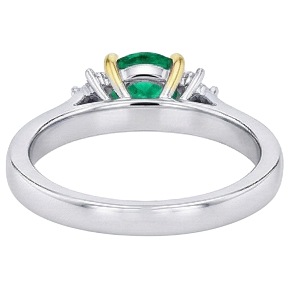 Natural Real ( Not Lab Grown ) Half Halo Ring Oval Green Emerald GIA Jewelry For Women