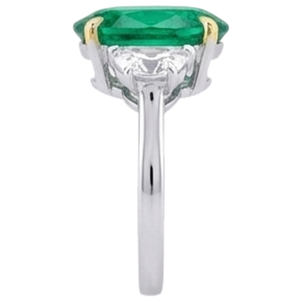 Natural Real ( Not Lab Grown ) Half Moon Diamond & Green Emerald GIA Ring For Women