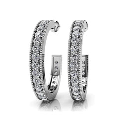 Half Hoop Natural Diamond Vinatge Style Earrings