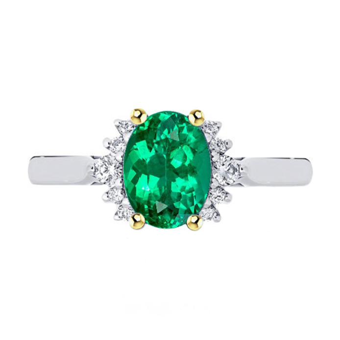 Half Halo Ring Oval Green Emerald Jewelry For Women