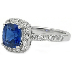 Halo 3.90 Ct Sri Lanka Sapphire Natural Earth Mined Diamonds Wedding Ring White Gold