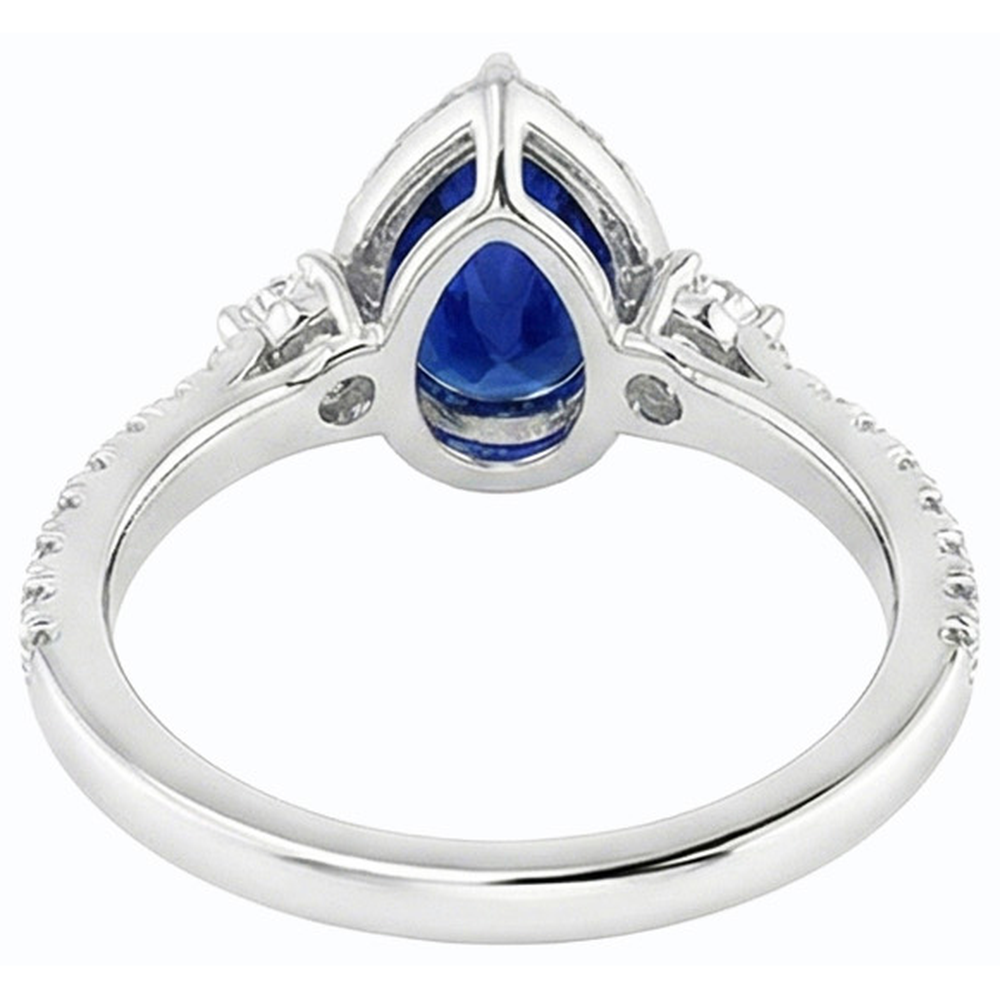 Halo Anniversary Ceylon Sapphire Ring & Natural Earth Mined Diamonds 5 Carats Jewelry