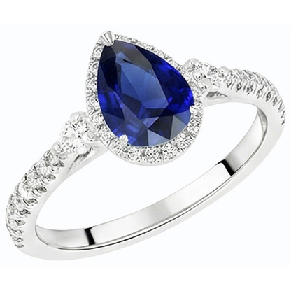 Halo Anniversary Ceylon Sapphire Ring & Natural Earth Mined Diamonds 5 Carats Jewelry