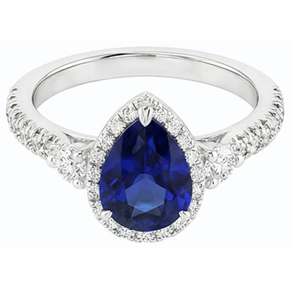 Halo Anniversary Ceylon Sapphire Ring & Natural Earth Mined Diamonds 5 Carats Jewelry