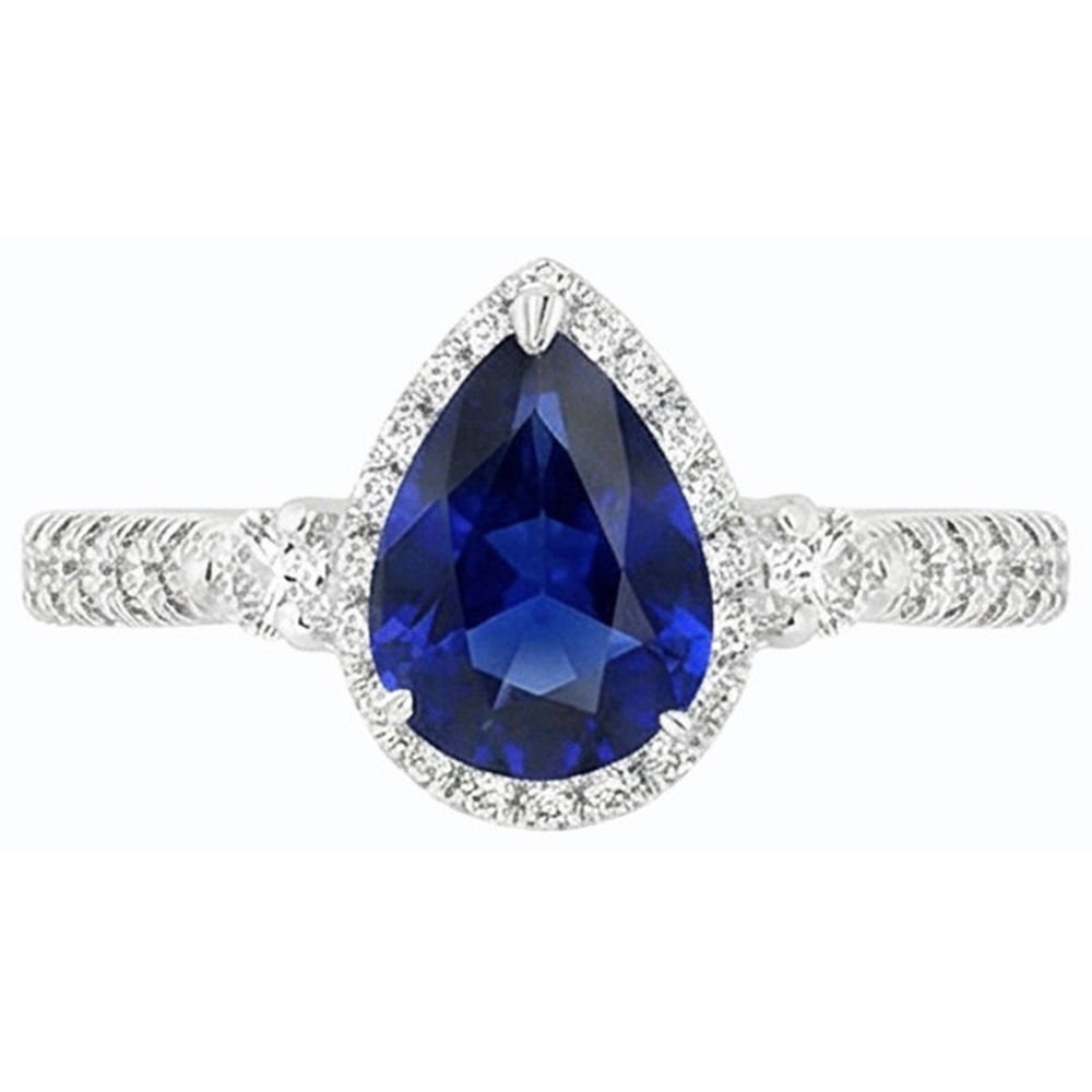 Halo Anniversary Ceylon Sapphire Ring & Natural Earth Mined Diamonds 5 Carats Jewelry