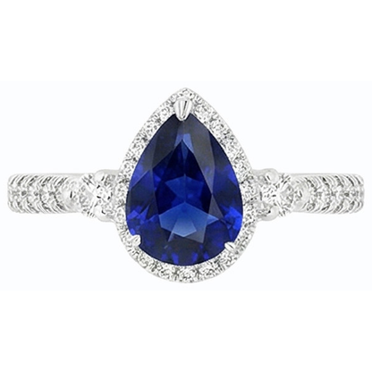 Halo Anniversary Ceylon Sapphire Ring & Natural Earth Mined Diamonds 5 Carats Jewelry