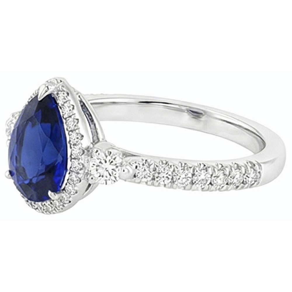Halo Anniversary Ceylon Sapphire Ring & Natural Earth Mined Diamonds 5 Carats Jewelry