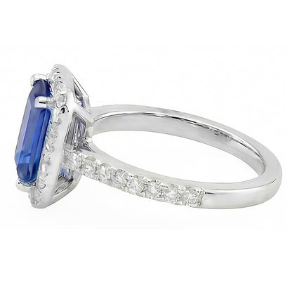 Halo Anniversary Ring Emerald Sapphire 3 Carats & Accented Natural Earth Mined Diamond