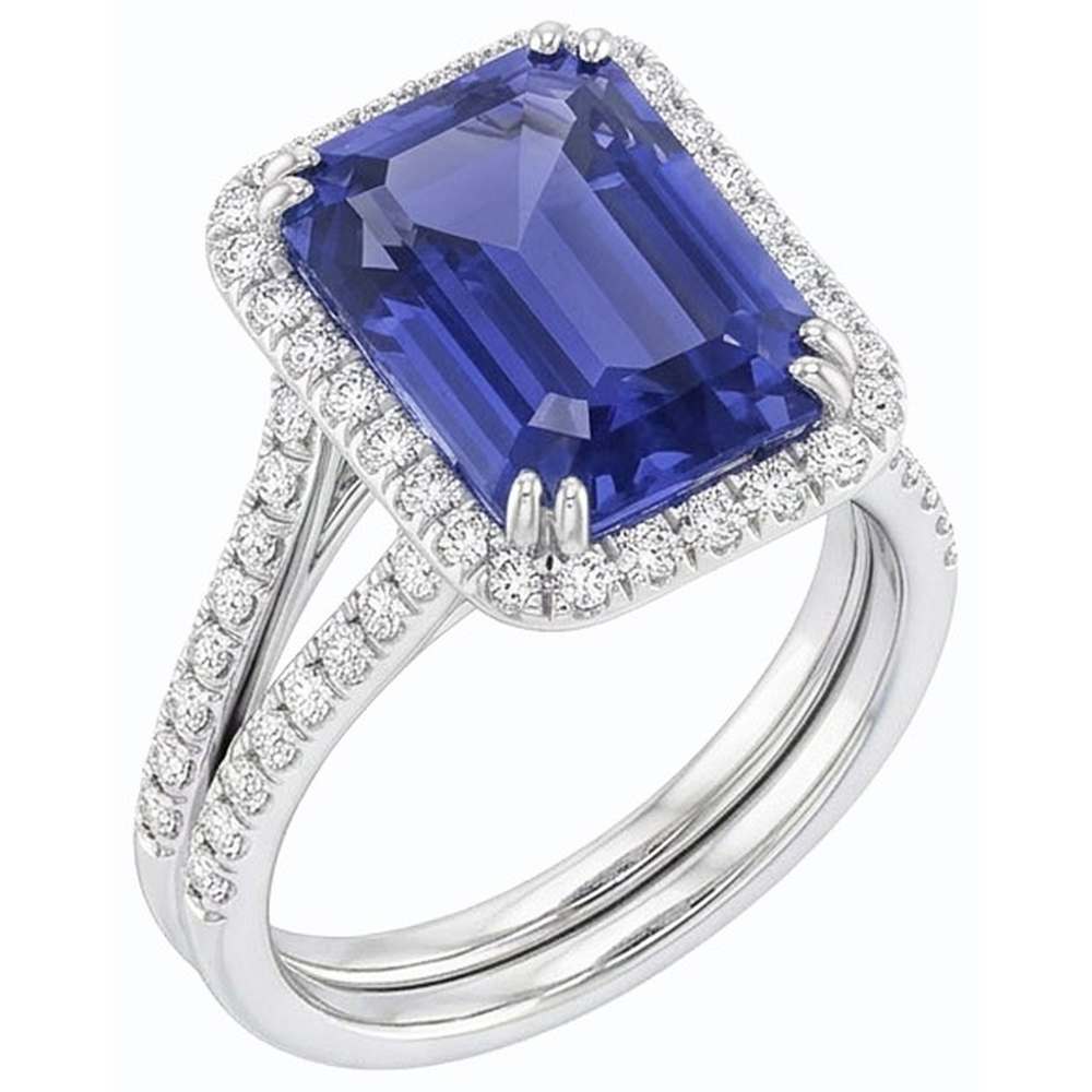 natural emerald sapphire 4.50ct band close up detail