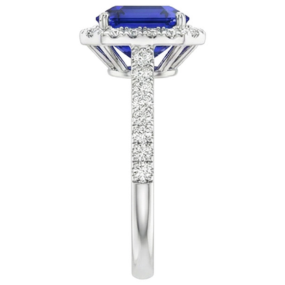 natural round sapphire 10.25ct ring profile view