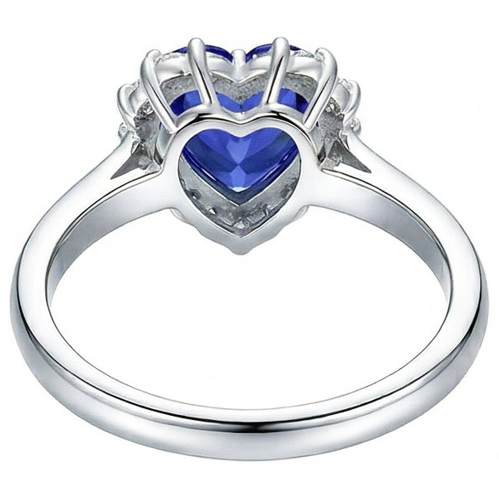 Halo Blue Sapphire Ring Star Style Natural Earth Mined Diamonds 2.50 Carats