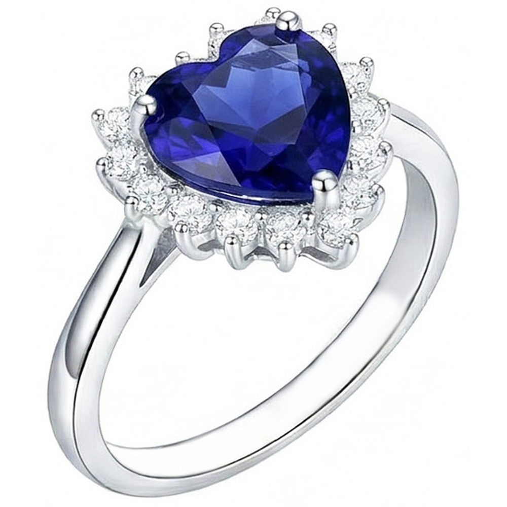 Halo Blue Sapphire Ring Star Style Natural Earth Mined Diamonds 2.50 Carats