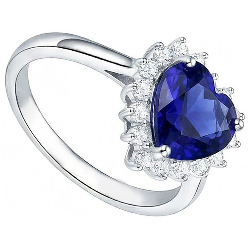 Halo Blue Sapphire Ring Star Style Natural Earth Mined Diamonds 2.50 Carats