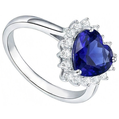 Halo Blue Sapphire Ring Star Style Natural Earth Mined Diamonds 2.50 Carats