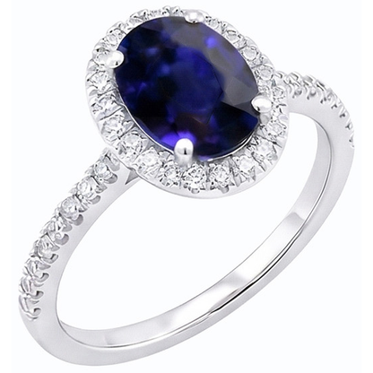 Halo Ceylon Sapphire Oval Natural Earth Mined Diamond Anniversary Ring 3.50 Carats