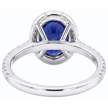 Halo Ceylon Sapphire Oval Natural Earth Mined Diamond Anniversary Ring 3.50 Carats