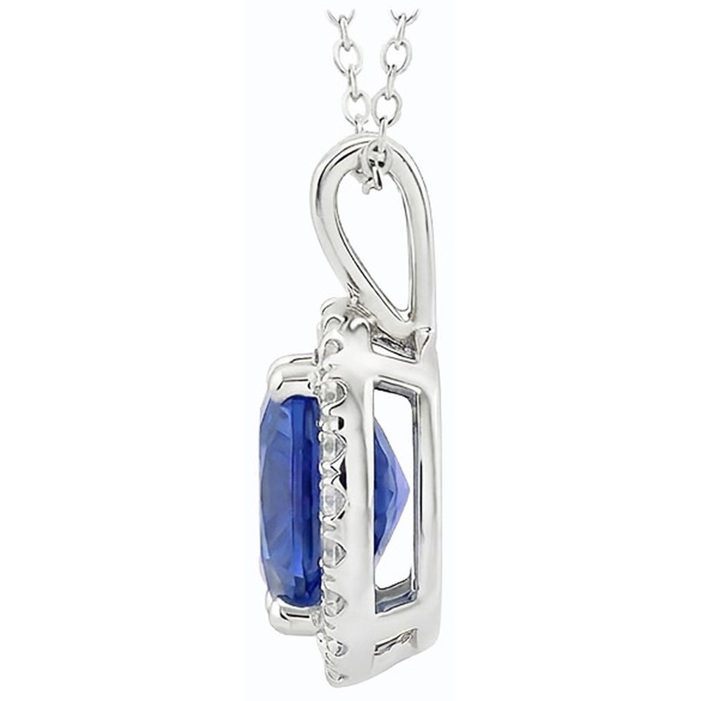 Halo Cushion Blue Sapphire & IGI CERTIFIED Diamond Pendant Jewelry 10.75 Carats