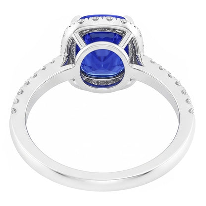 Halo Cushion Ceylon Sapphire Ring With Accents Natural Earth Mined Diamond 3.50 Carats
