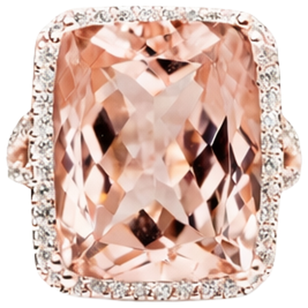 Halo Cushion Morganite And Natural Earth Mined Diamond 13.90 Ct Ring Gold Rose