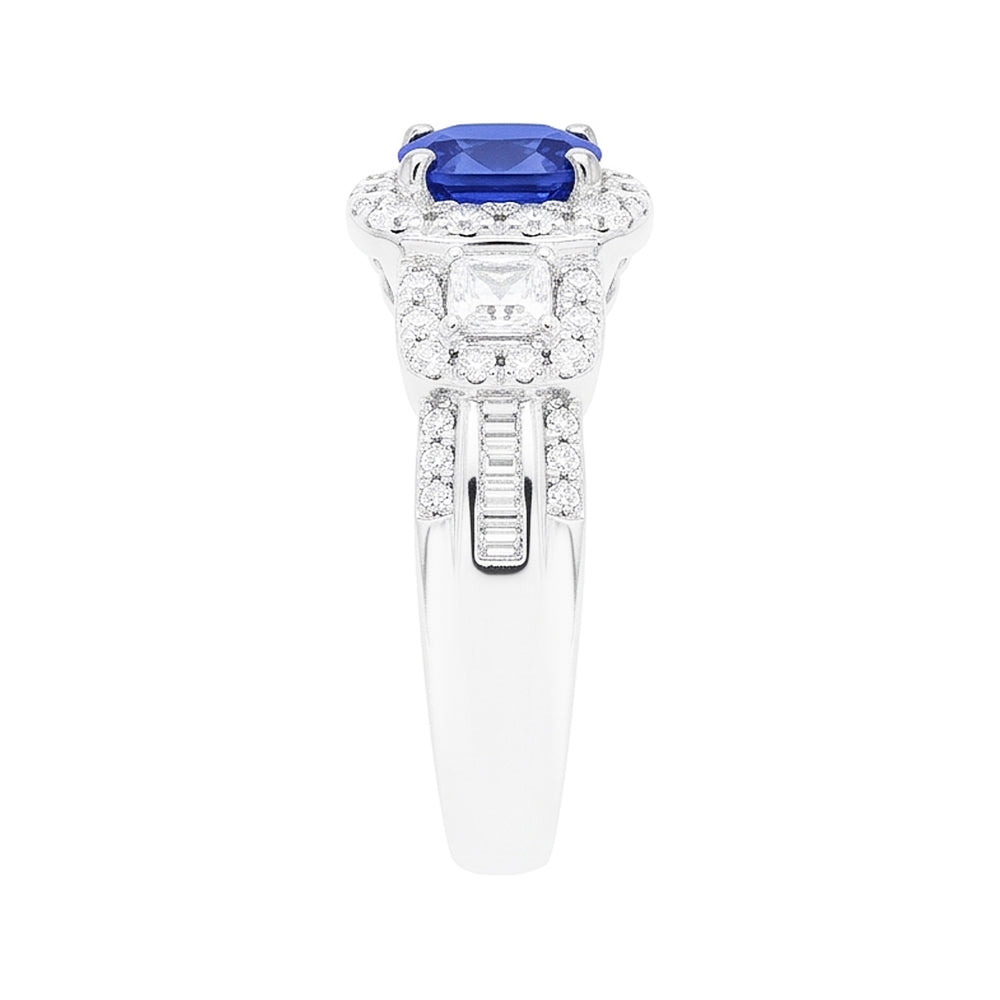 Halo Cushion Sapphire Natural Earth Mined Diamond Ring White Gold Jewelry 3.50 Carats