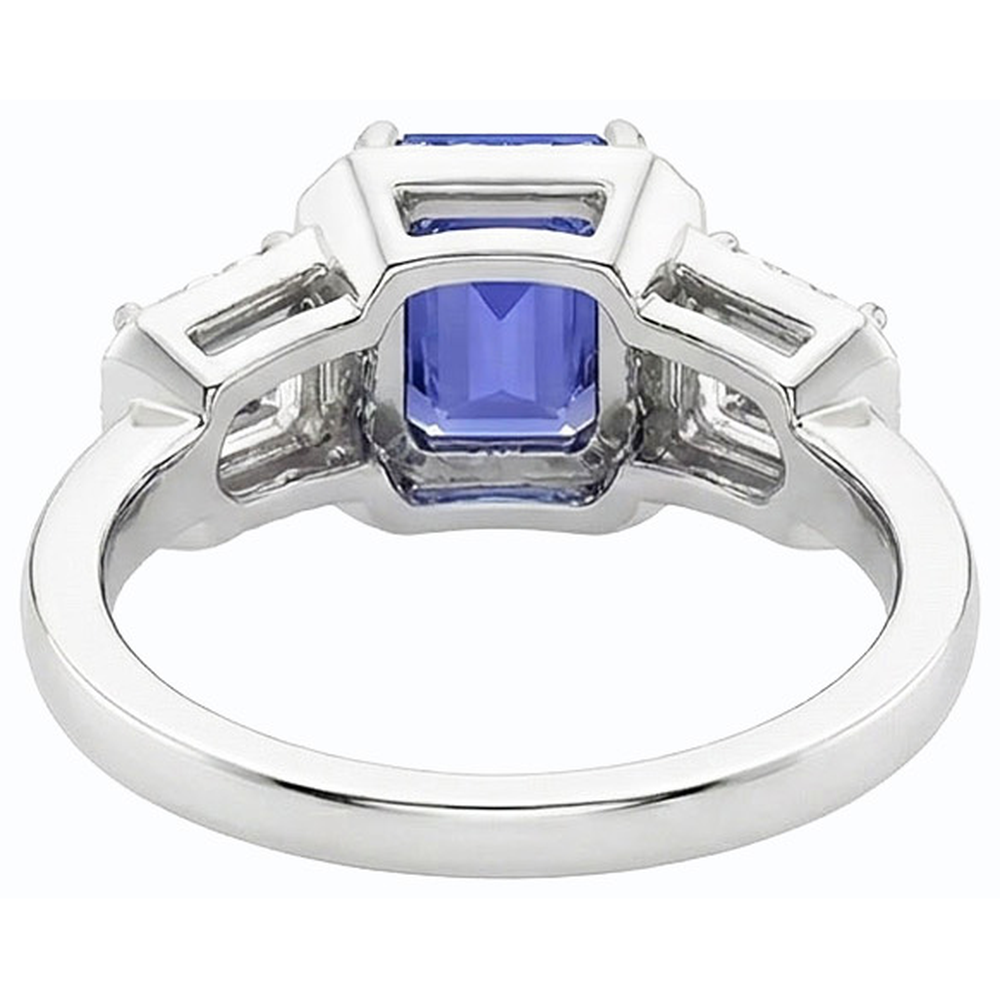 Halo Emerald Blue Sapphire Natural Earth Mined Diamond Ring 3 Stone Style Jewelry 3 Carats