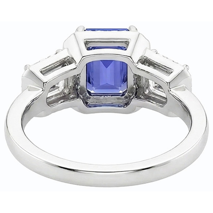 Halo Emerald Blue Sapphire Natural Earth Mined Diamond Ring 3 Stone Style Jewelry 3 Carats