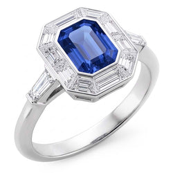 Halo Emerald Ceylon Sapphire Ring 3.50 Carats Natural Earth Mined Diamond Ladies Jewelry