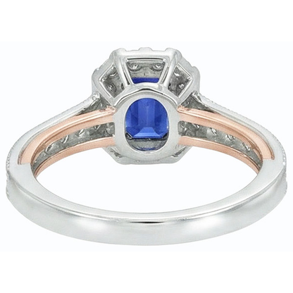 Halo Emerald Ceylon Sapphire Ring & Round Natural Earth Mined Diamond Accents 3.50 Carats