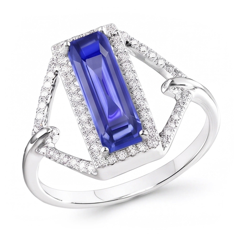 Halo Emerald Sapphire Ring 4.50 Carats Split Shank Natural Earth Mined Diamond Jewelry