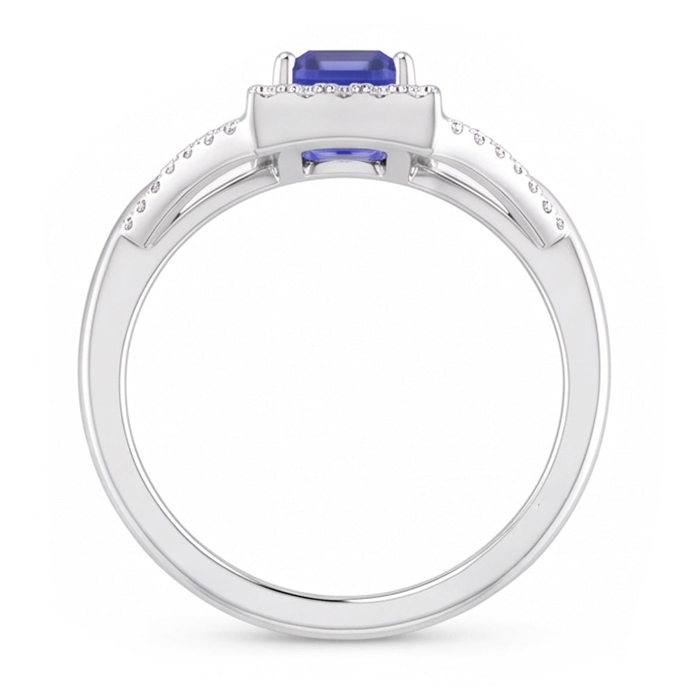 Halo Emerald Sapphire Ring 4.50 Carats Split Shank Natural Earth Mined Diamond Jewelry