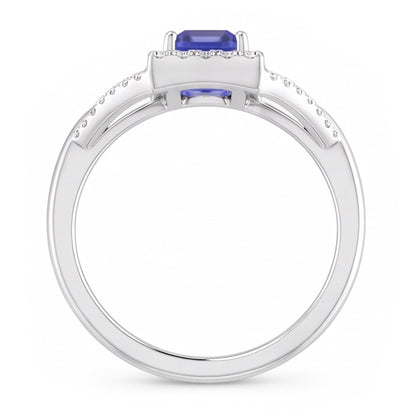Halo Emerald Sapphire Ring 4.50 Carats Split Shank Natural Earth Mined Diamond Jewelry