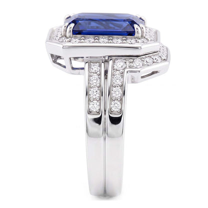 Halo Emerald Sapphire Wedding Ring Set White Gold Natural Earth Mined Diamonds 4.50 Carats