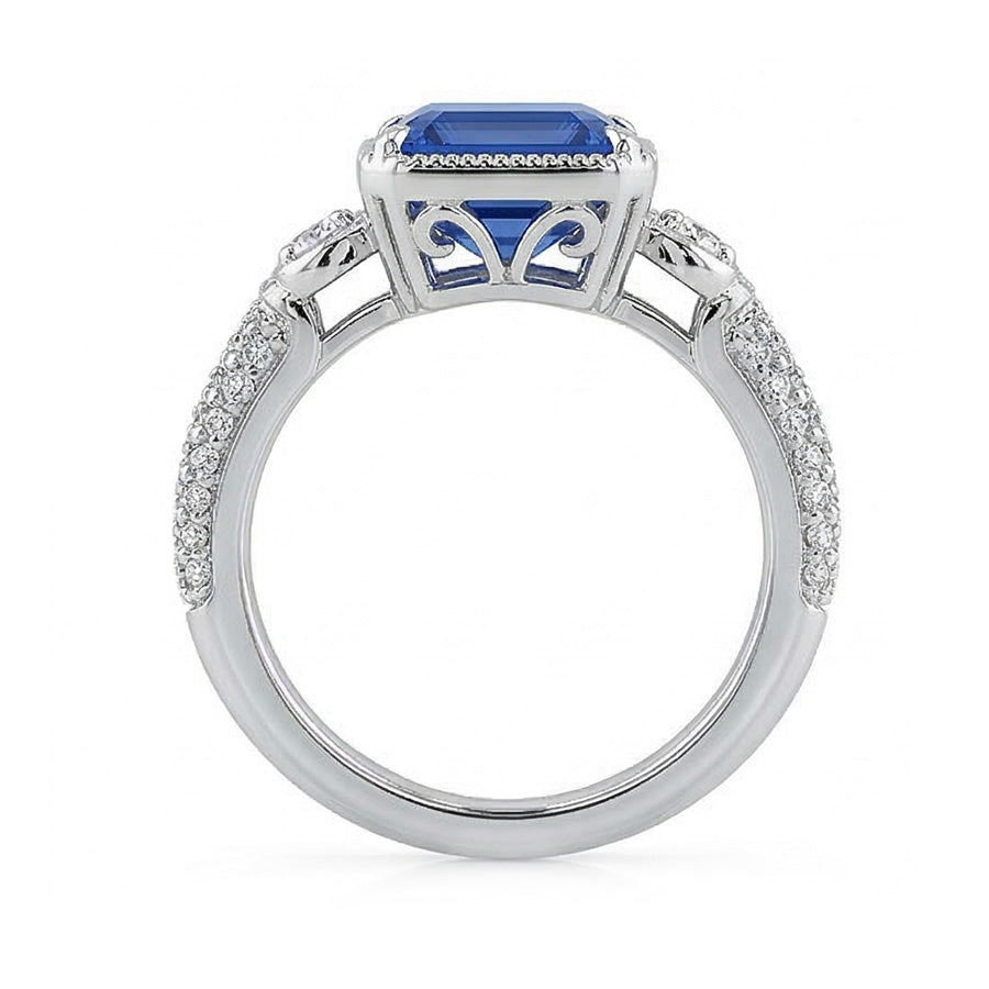 natural emerald sapphire 4ct ring top view