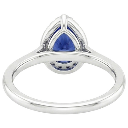 Halo Engagement Natural Earth Mined Diamond Pear Ceylon Sapphire Ring 5 Carats White Gold