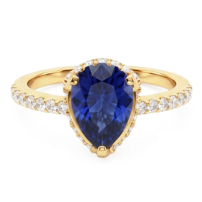 Halo Engagement Ring Deep Blue Sapphire & Pave Set Natural Earth Mined Diamonds 5 Carats
