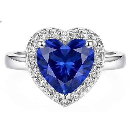 Halo Engagement Ring Heart Sri Lankan Sapphire 4 Carats Gold Natural Earth Mined Diamonds