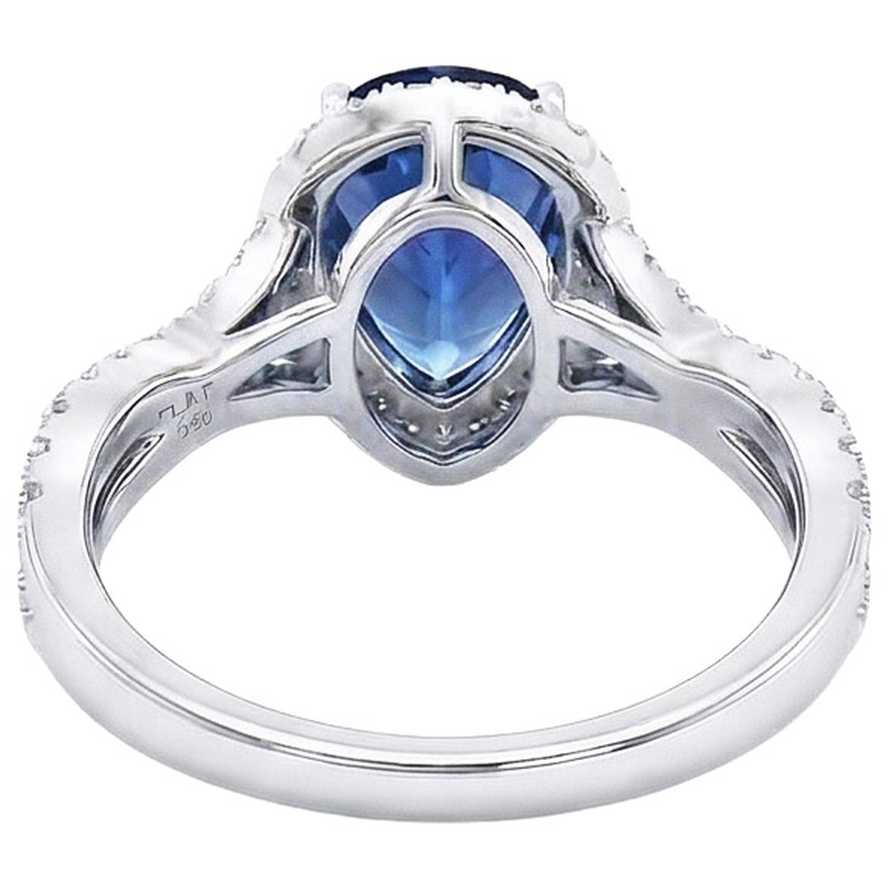 natural round sapphire 6.50ct ring profile view