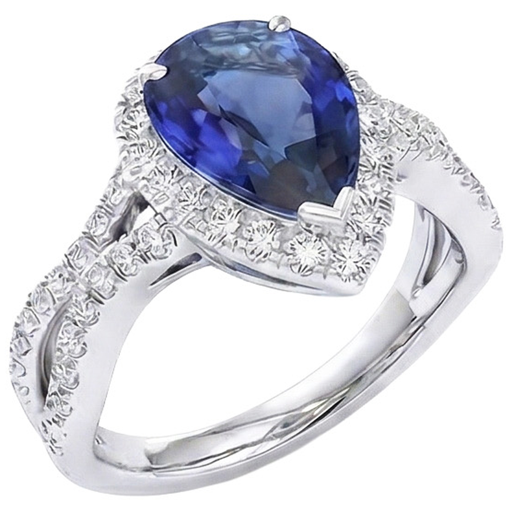 natural round sapphire 6.50ct ring front view