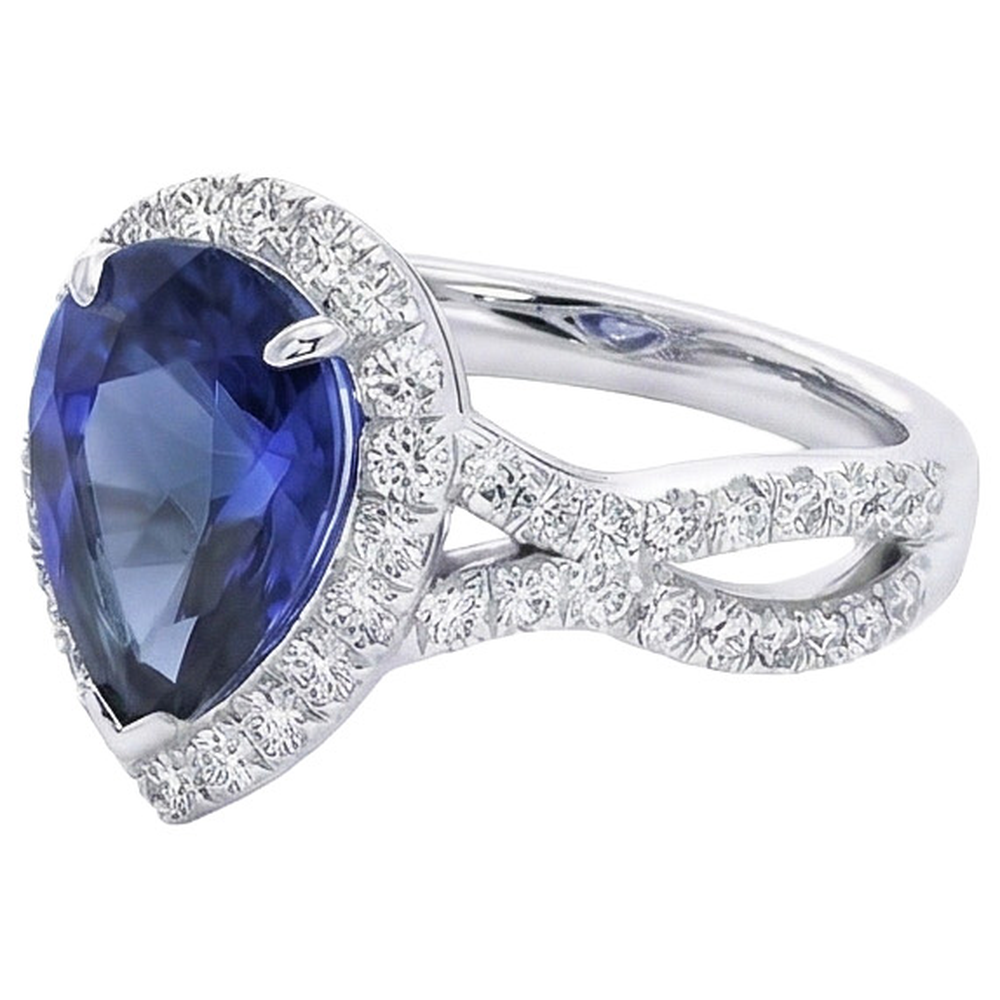 natural round sapphire 6.50ct ring close up detail