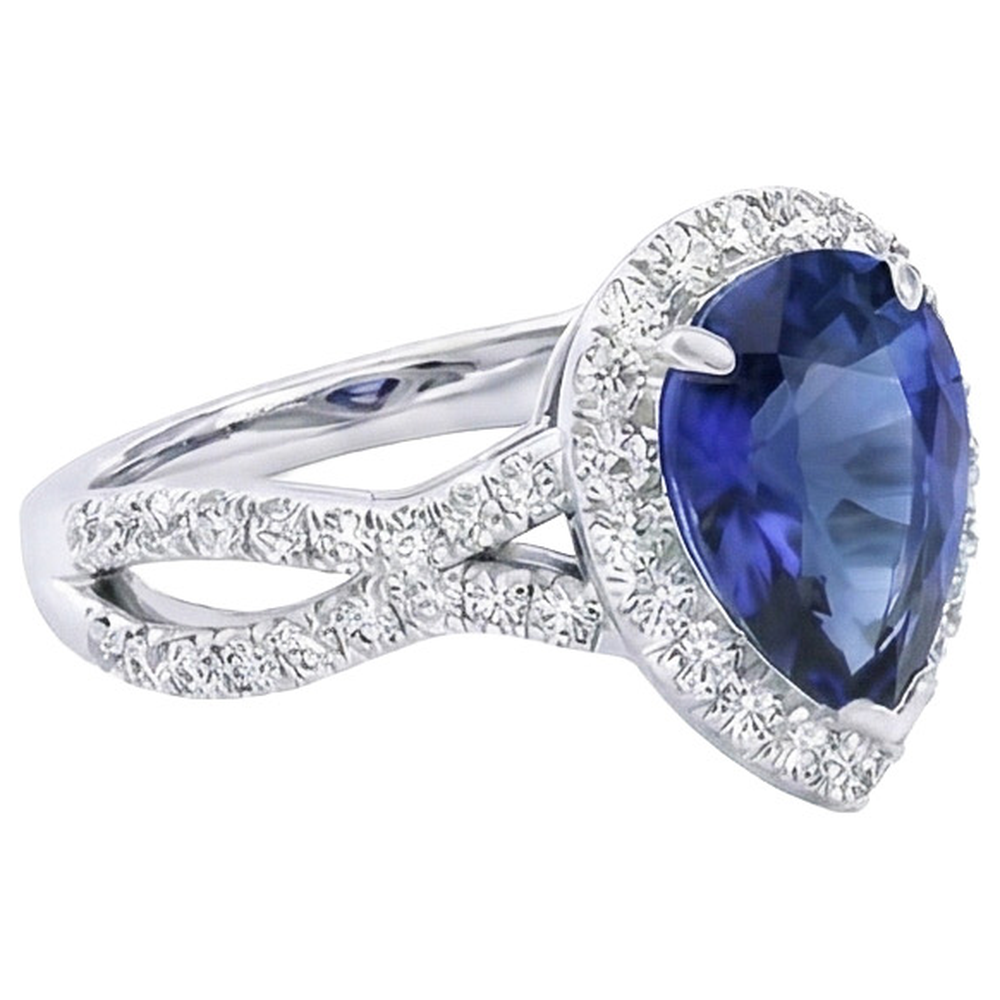 natural round sapphire 6.50ct ring top view